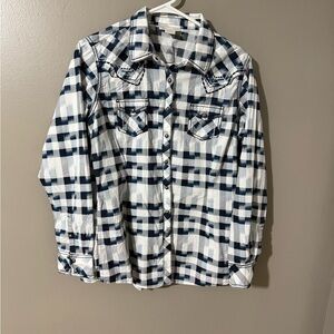 Ariat White and Blue Button Down Shirt